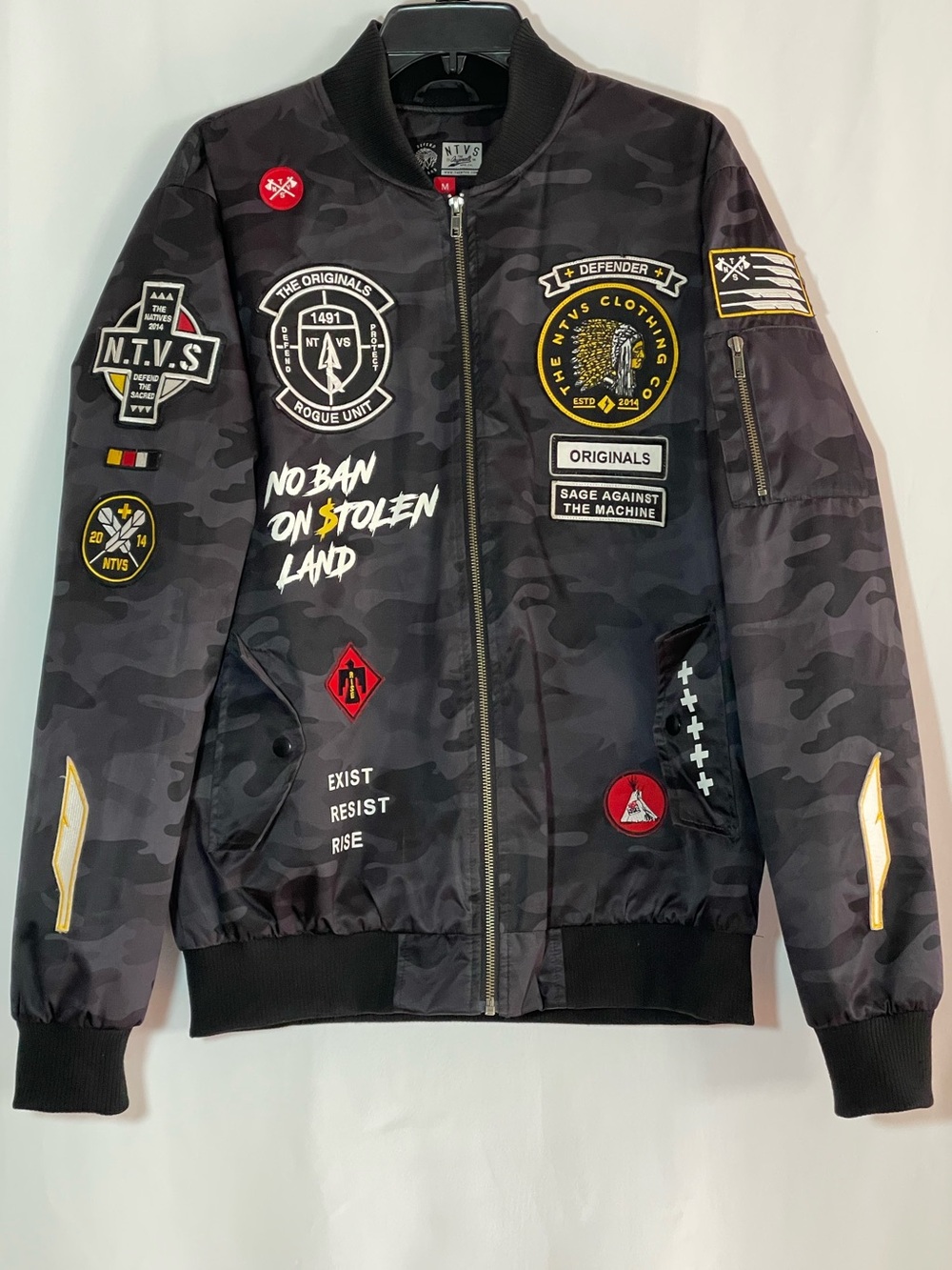 NTVS Originals Black Camo Patch Bomber Jacket -